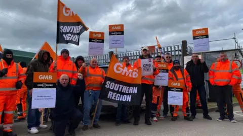 BBC GMB refuse workers on strike