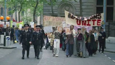 Peter Tatchell / Jamie Gardiner Lesbians and gay men marching in the first official Pride in London in 1972