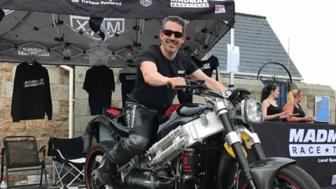 Zef Eisenberg Zef Eisenberg on his turbo-charged bike on 16 July 2017 at an event in Guernsey.