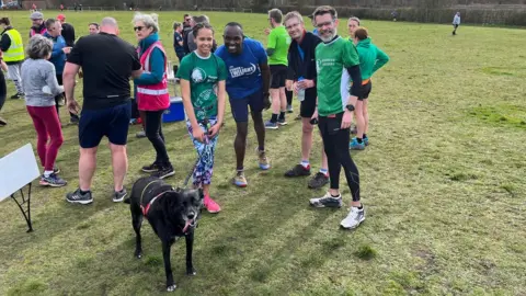 Kevin Ward Amelia picture with members of Kesgrave Kruisers at the Kesgrave Parkrun