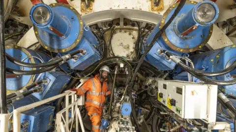 Getty Images One of the two tunnel boring machines used when HS2 building work started in 2006.