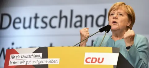 AFP Chancellor Merkel at rally in Heilbronn, 16 Aug 17