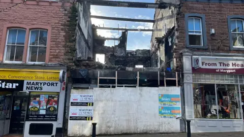 BBC The fire-ravaged remains of the Bakehouse building