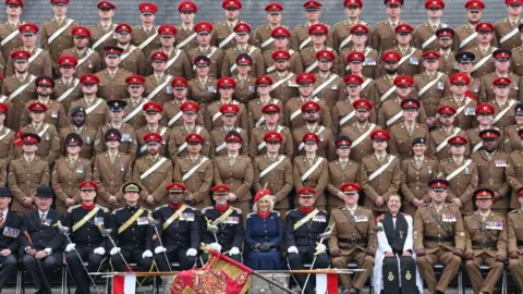 PA Media Queen Camilla with troops at Catterick