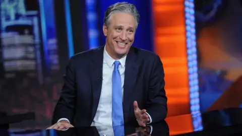 Getty Images Jon Stewart on The Daily Show in 2015