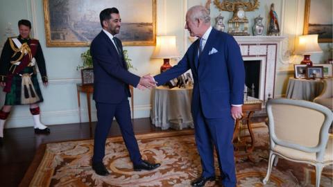 Humza Yousaf has first audience with King Charles - BBC News