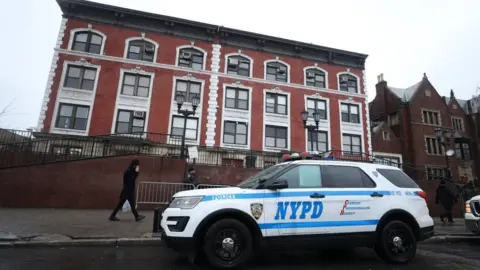 Getty Images A police car outside the synagogue