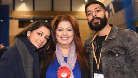 Wolverhampton City Council Asha Mattu (centre) at the election results
