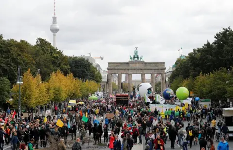 Reuters Climate strike protesters in front of the Brandenburg Gate