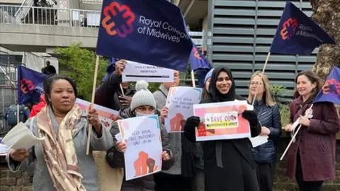 RCM Midwives protest staging a protest on Wednesday