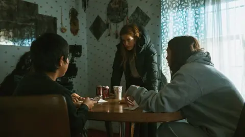 Picturehouse Entertainment Riley Keough, pictured on-set directing Ladainian Crazy Thunder, alongside fellow director Gina Gammell