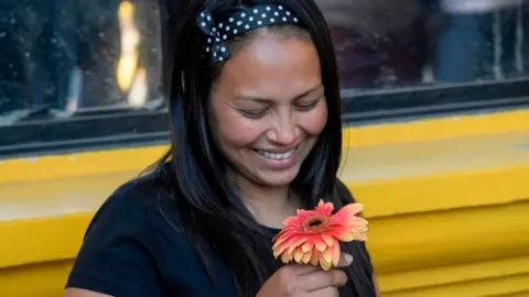 AFP Alba Rodríguez smiles after her release on 7 February