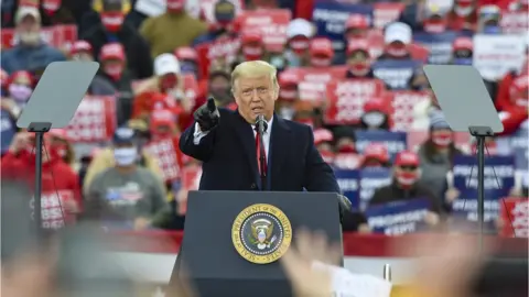 Getty Images Trump speaks at rally