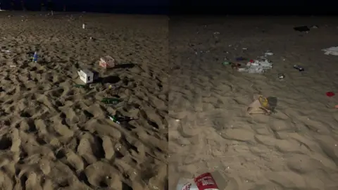 Bournemouth Police Rubbish left on beach