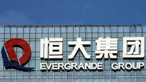 Reuters Evergrande sign on its headquarters in Shenzhen, Guangdong province, China.