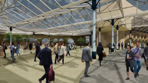 Newcastle City Council Concept design of the new public realm and retail area that could be created inside Central Station