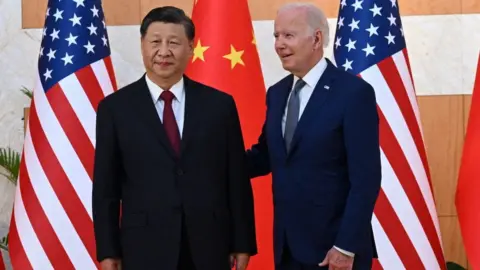 Getty Images US President Joe Biden (R) and China's President Xi Jinping (L) meet on the sidelines of the G20 Summit in Nusa Dua on the Indonesian resort island of Bali on November 14, 2022.