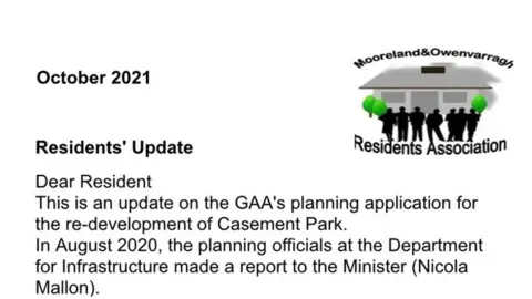 Mooreland and Owenvarragh Residents Association Letter sent to residents