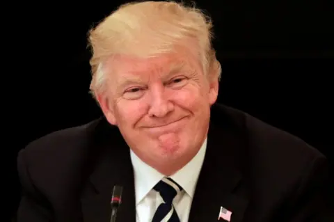 Reuters US President Donald Trump pictured smiling on 8 June, 2017.