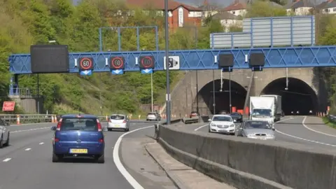 Geograph/Lewis Clarke The M4 around Newport going into the Brynglas Tunnels