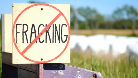 Getty Images No fracking sign