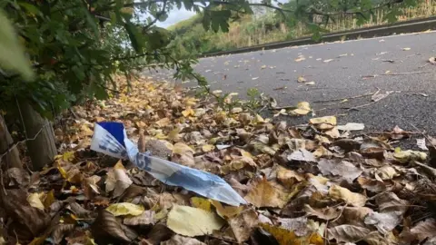 Police tape on Guided busway