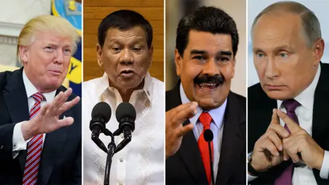 Getty Images A composite image showing Presidents Trump, Duterte, Maduro, and Putin
