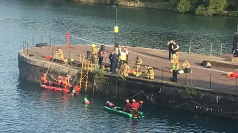 Emma Reilly Police and rescue services search for the missing man at Shadwell Basin, Wapping