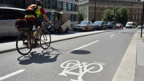 Getty Images Man on cycle path in London
