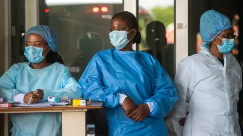 Getty Images Staff at a Pretoria hospital