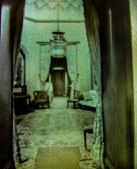 Hay Family Collection The Octagonal Hall (reception room) in Slains Castle taken around 1900. Hay Family Collection