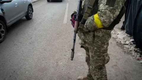 Getty Images A checkpoint in Ukraine