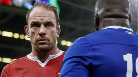 Alun Wyn Jones leaves the field after defeat by France in the 2020 Six Nations