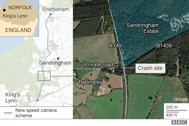 A map of where the Sandringham crash happened