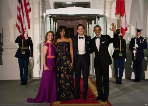 AFP The Obamas and Trudeaus prepare to dine at the White House official state dinner