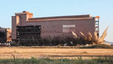 Tees Valley Combined Authority/Tom Banks Dust exploding from bottom of building