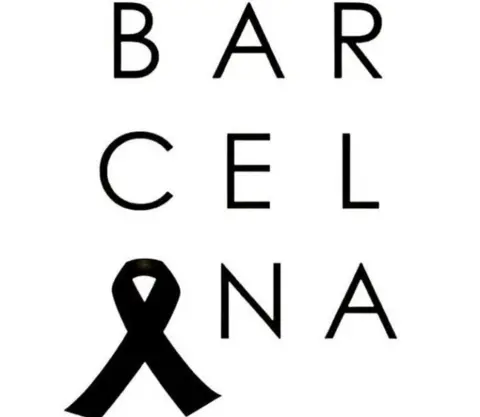 Abraham Mateo Barcelona spelled out and a black ribbon replacing the O