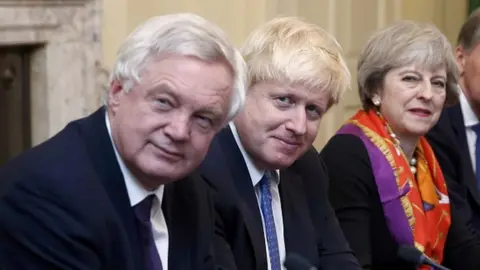 Getty Images David Davis, Boris Johnson and Theresa May