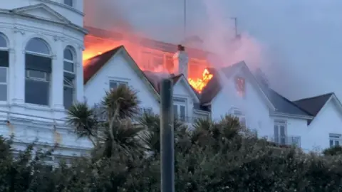 Sandown HUB Fire at the Ocean Hotel in Sandown, Isle of Wight