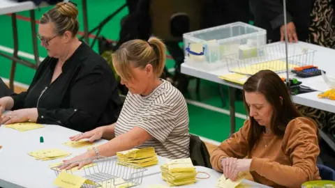 Getty Images Ballot papers are counted in the Tees Valley mayoral contest