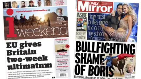 Composite of i and Mirror front pages
