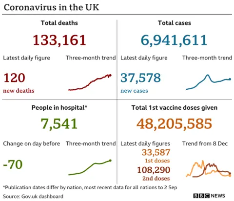 Daily coronavirus figures in the UK on Saturday