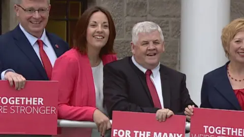 Scottish Labour Party New Labour MP Hugh Gaffney alongside party leader Kezia Dugdale