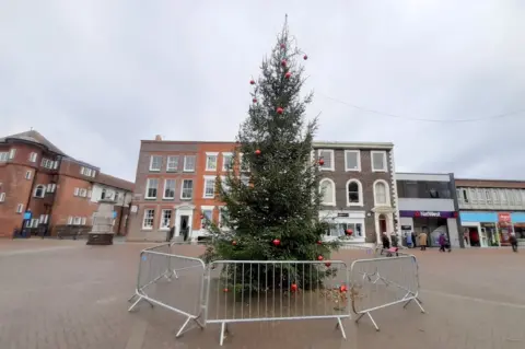 Straightened Christmas tree