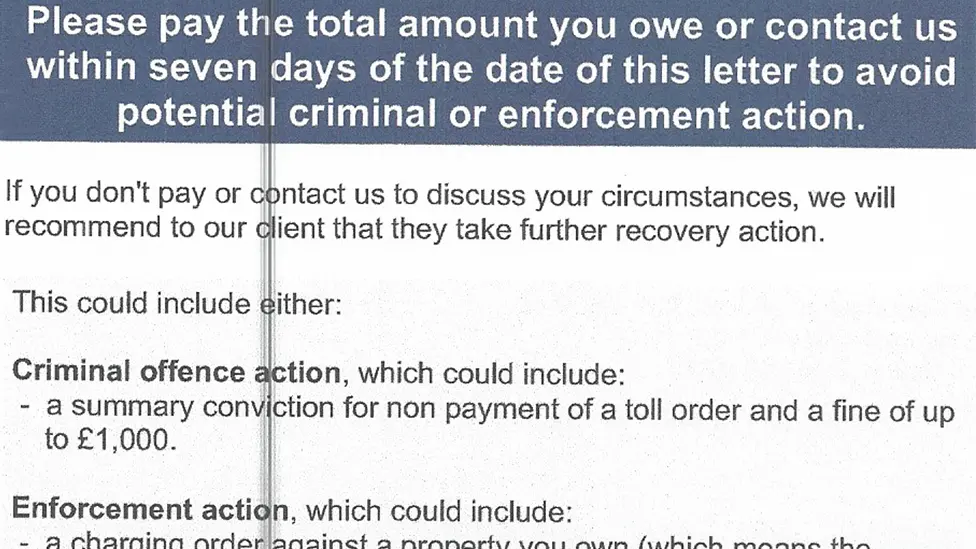 Marston Debt Recovery Copy of section of debt collection letter