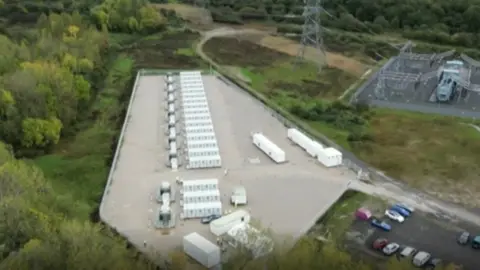 Aerial shot of the battery facility