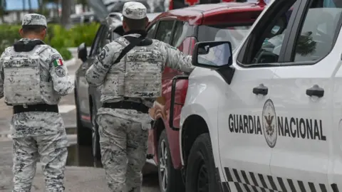 Getty Images The National Guard on patrol in this file photo from November 4, 2023, in Cancun, Quintana Roo, Mexico.