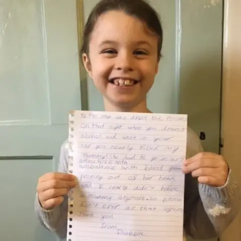 Girl, 8, writes to drink-driver who 'nearly killed' mum