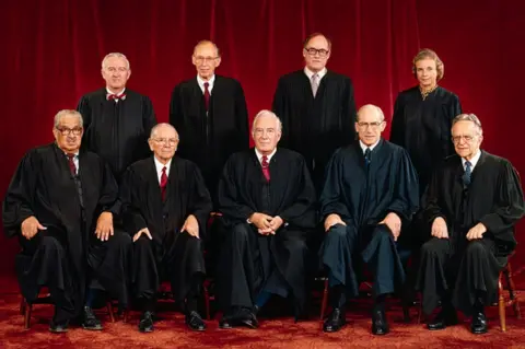 Getty Images O'Connor pictured with the eight other justices in 1982