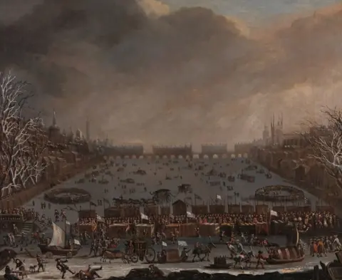 Getty Images Frost Fair on the Thames, with Old London Bridge in the distance, Unknown artist, seventeenth century